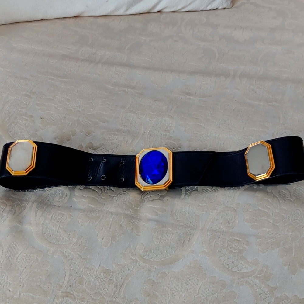 Vintage Escada leather with blue glass? belt